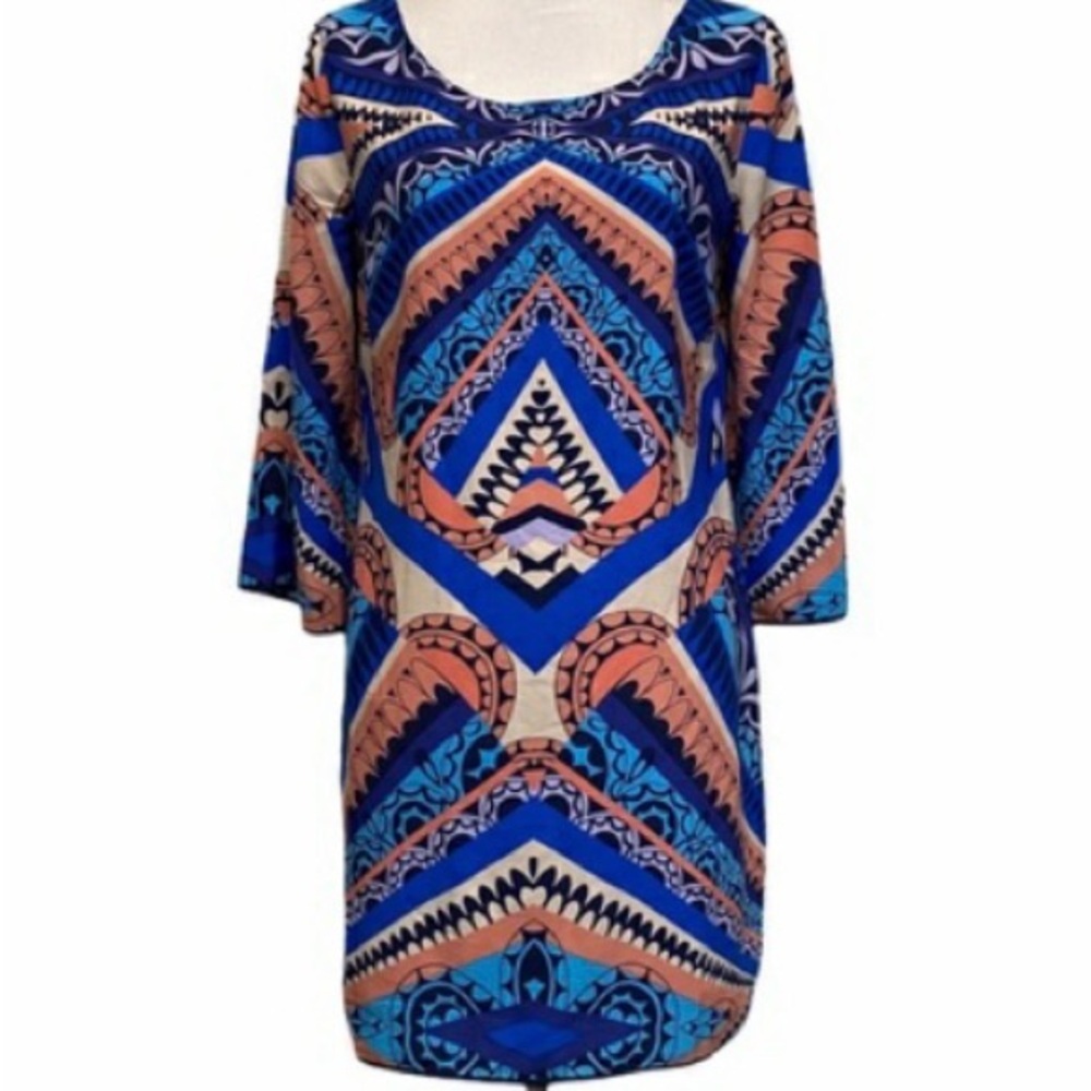 Med NWT Pink Owl Colorful Geometric Print Dress